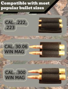 Underalert 2 Round Ammo Holder for Rifle Stock Ammo Holder Bullet Holder for Rifle Buttstock Velcro Two Round Gun Wrist 223 308 2-Round Magazine Shell Pouch Shotgun Cartridge Side Card Ammo Wallet